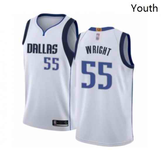 Youth Dallas Mavericks 55 Delon Wright Swingman White Basketball Jersey Association Edition